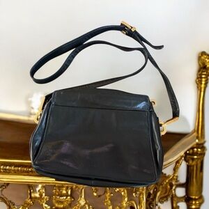 Perlina Black Shoulder Bag with Adjustable Strap and Zipper Closure